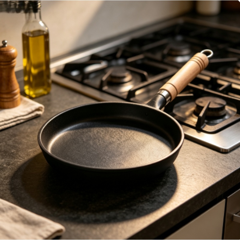 Crepe Pan Nonstick - 26cm未コーティング鋳鉄製フライパン、ノンスティッククレープパンケーキパン、ガス・IH対応、家庭用キッチン調理器具