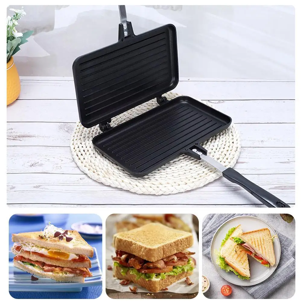 Crepe Pan Nonstick - 両面フライパンノンスティックサンドイッチメーカーワッフルパンケーキスナックグリドルパンパンバーベキュープレートキッチン調理ツール