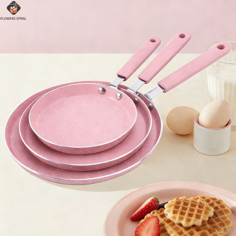 Crepe Pan Nonstick - 1つのノンスティックピンクフライパン、ステーキ、卵、ベーコン、朝食用平底フライパン、クリエイティブなキッチン用品
