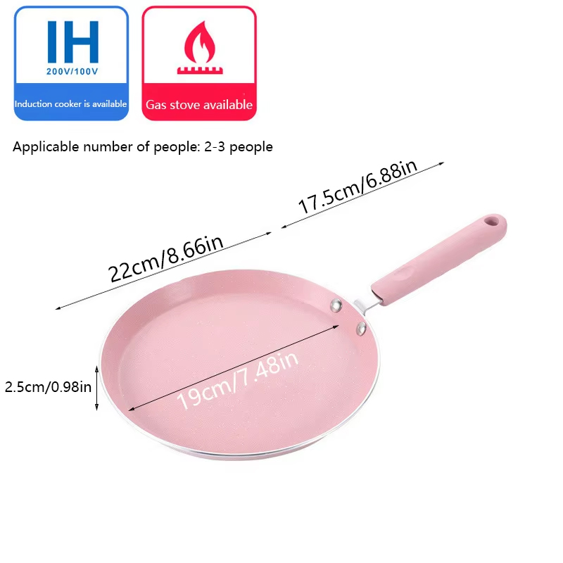 1つのノンスティックピンクフライパン、ステーキ、卵、ベーコン - Crepe Pan Nonstick のレビューと価格