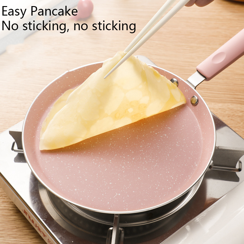 1つのノンスティックピンクフライパン、ステーキ、卵、ベーコン - Crepe Pan Nonstick のレビューと価格